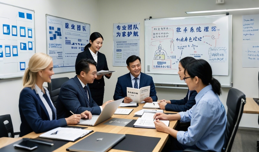 調解團隊成員圍坐在會議桌旁